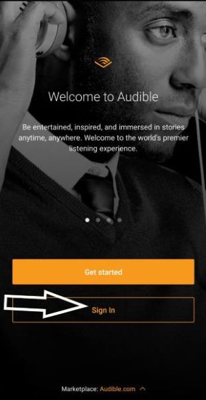 Audible android app: log in