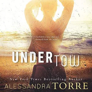 Undertow audiobook cover shows a woman from the back, she's standing on a beach facing the water