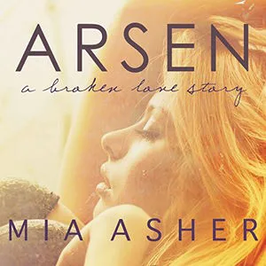 Arsen audiobook cover shows a blonde white woman with her eyes closed in the sunlight