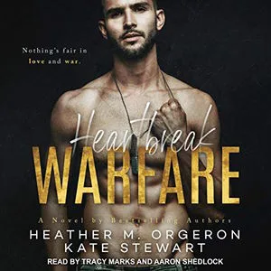 Heartbreak Warfare audiobook cover shows a shirtless white man with a short beard