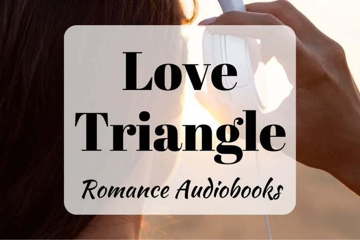 The Best Love Triangle Romance Books (background image showing a close-up photo of a person lifting up headphones from their ear)