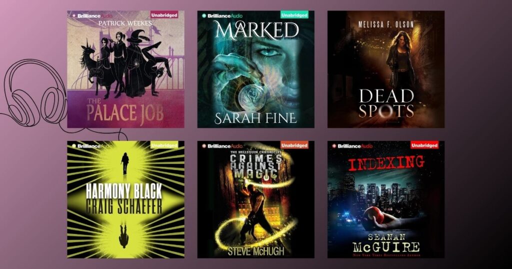 The Best Fantasy Audiobooks in Kindle Unlimited 2 Cover collage of 6 of the best Fantasy Audiobooks and series in Kindle Unlimited