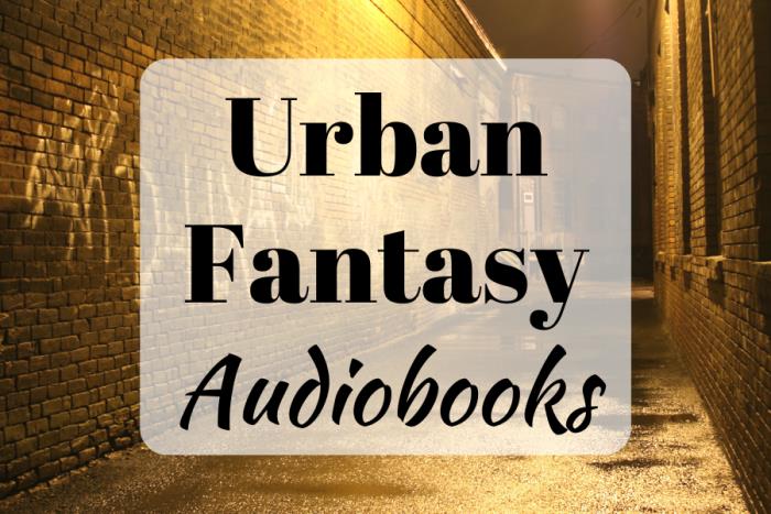 Urban Fantasy Audiobooks (background image showing an alley with brick buildings at night)
