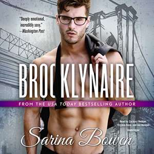 Cover of Brooklynaire by Sarina Bowen showing a shirtless fit man with glasses