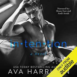 Intention by Ava Harrison, the photo cover shows a shirtless white man with short tousled hair leaning back, one hand in his hair, looking at the viewer
