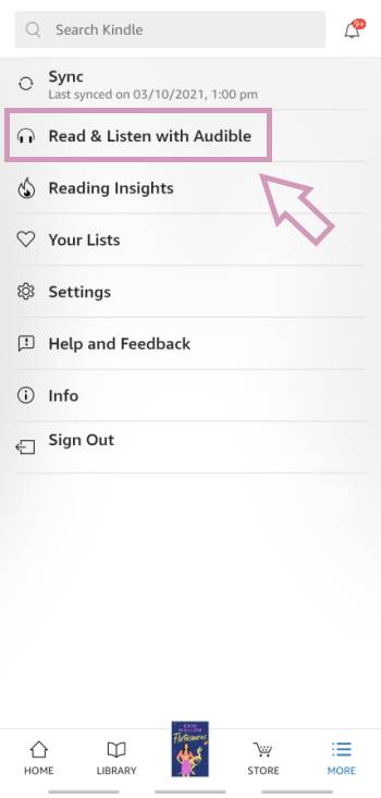 In the new menu, navigate to "Read & Listen with Audible"