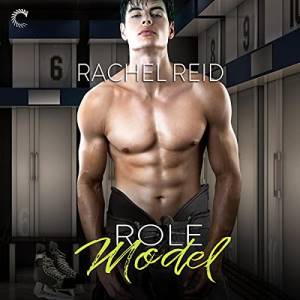 Cover of Role Model by Rachel Reid showing a barechest white man with dark hair looking at the camera defiantly