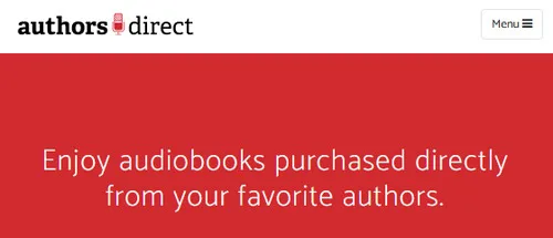 Screenshot from Authors Direct saying: "Enjoy audiobooks purchased directly from your favorite authors."