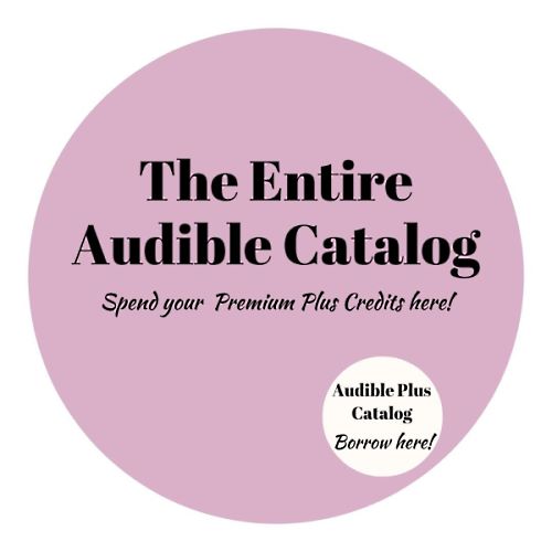 Audible Plus vs Premium Plus: Graphic showing a big circle to symbolize the entire Audible Catalog (that's where you spend your Premium Plus credits). and a much smaller circle that symbolizes The Audible Plus catalog from which you can borrow as many books as you want.