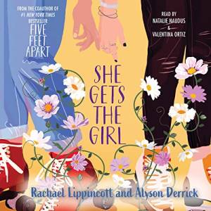 Cover of She Gets the Girl shows a fun, whimsical drawing of two pairs of legs in roller skates