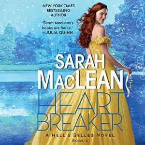 Heartbreaker audiobook cover shows a smiling white woman with red hair in a yellow gown