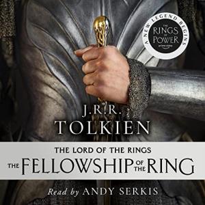 The Fellowship of the Ring audiobook cover showing a chest with plate armor and a hand holding a sword