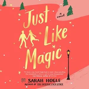 Just Like Magic audiobook cover showing cartoon art of a golden couple iceskating