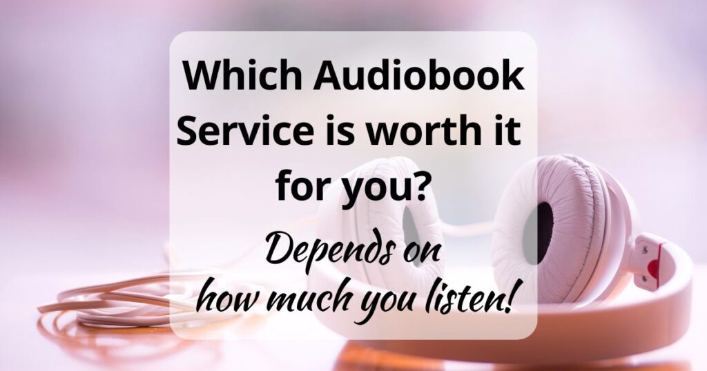 Which Audiobook Service is worth it in 2026? Choose based on how much you listen! 2 What is the best audiobook service? (background image showing a pink-tinged photo of light headphones lying on a surface)