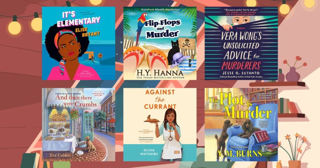 11 Cozy Mystery Audiobooks I keep recommending (from 50+ I've finished) 4 Cozy Mystery audiobooks cover collage