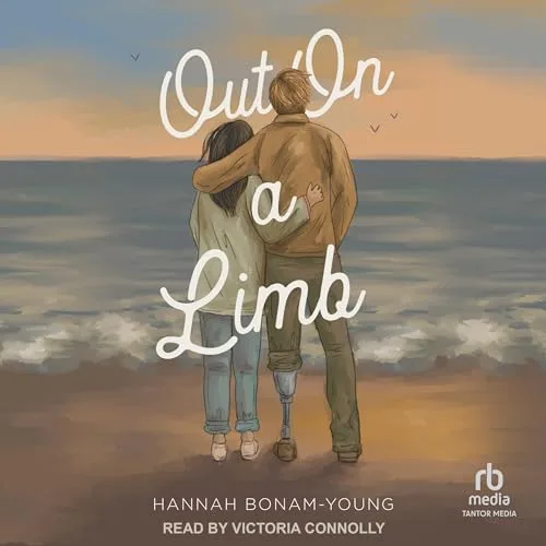 Out on a Limb is one of the best audiobooks on Hoopla for Romance fans! The cover shows a white man and woman standing on a sandy beach, looking out at the sea, he has his arm around her, his left leg ends in a prothesis.
