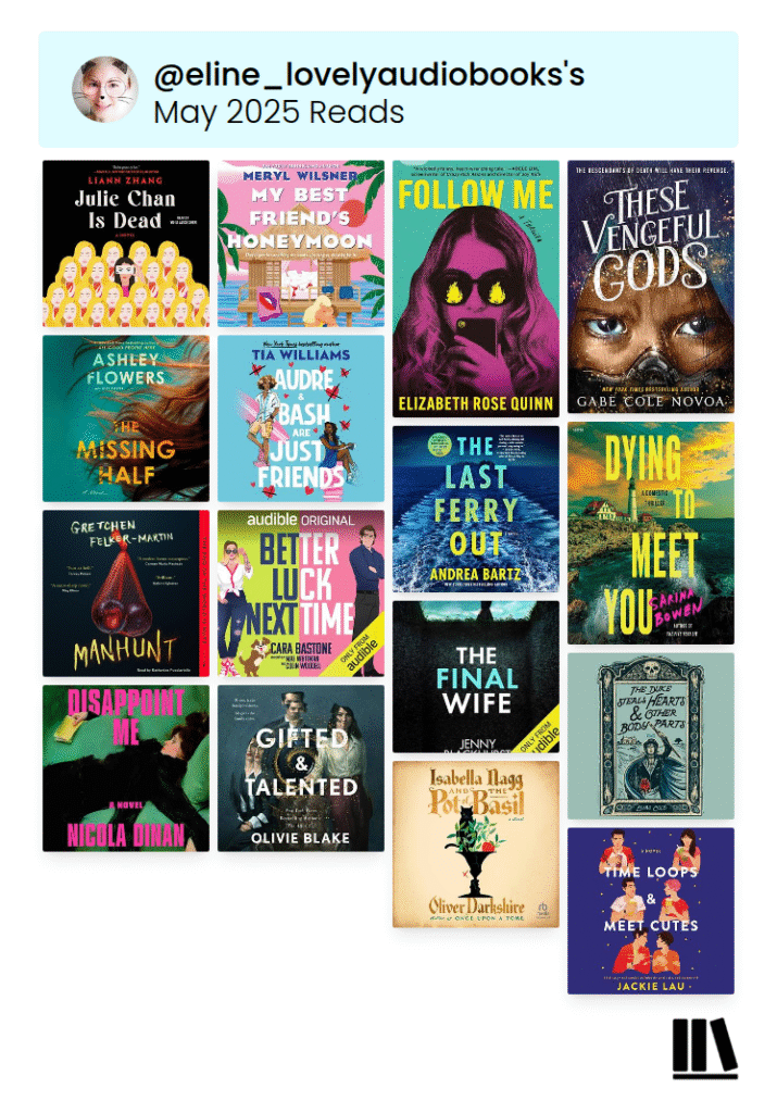My Favorite Audiobook Releases in Spring 2025 2 Graphic of my April audiobooks from The Storygraph